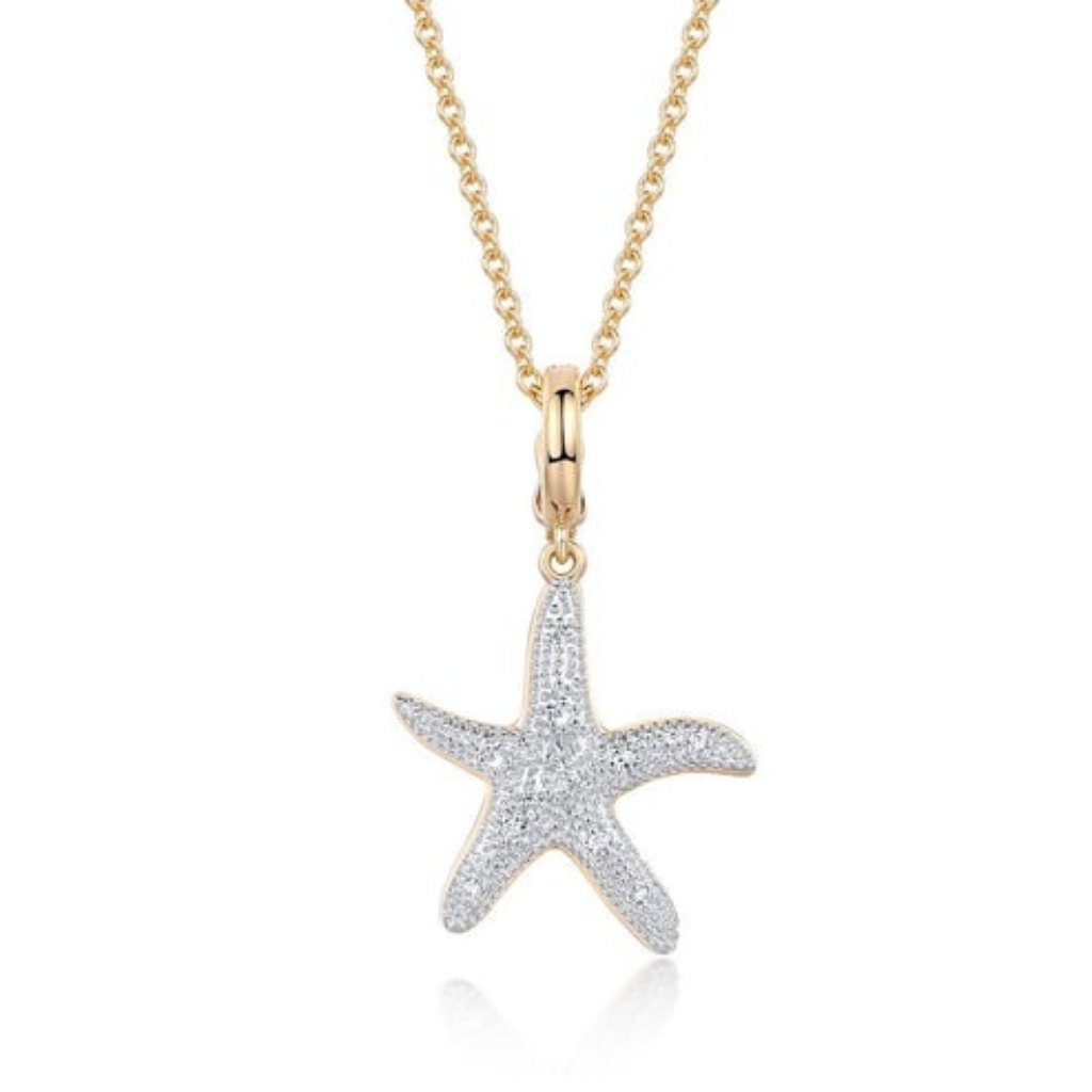 Diamond Starfish Charm 14k Or 18k Upon Request Yellow Gold Pendant Necklace 1511$
